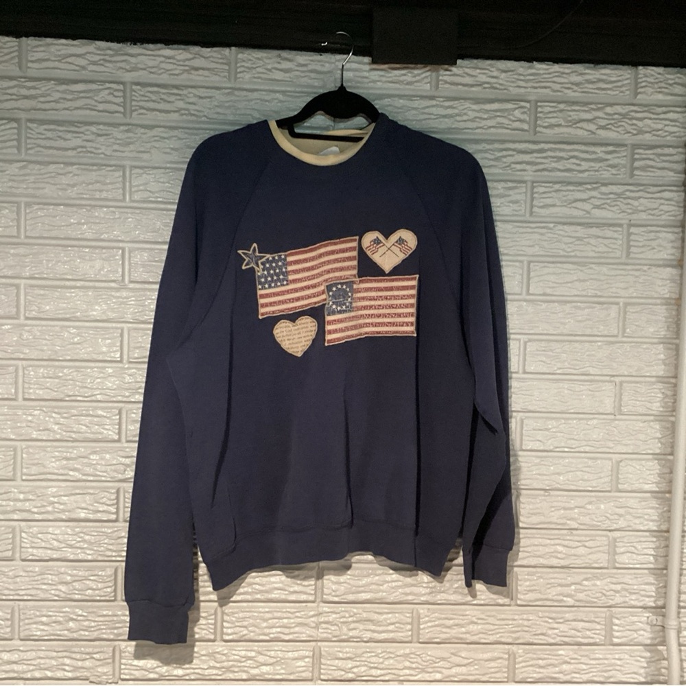 VTG LEE JEANS American Flag & Hearts Sweatshirt Women’s 2X